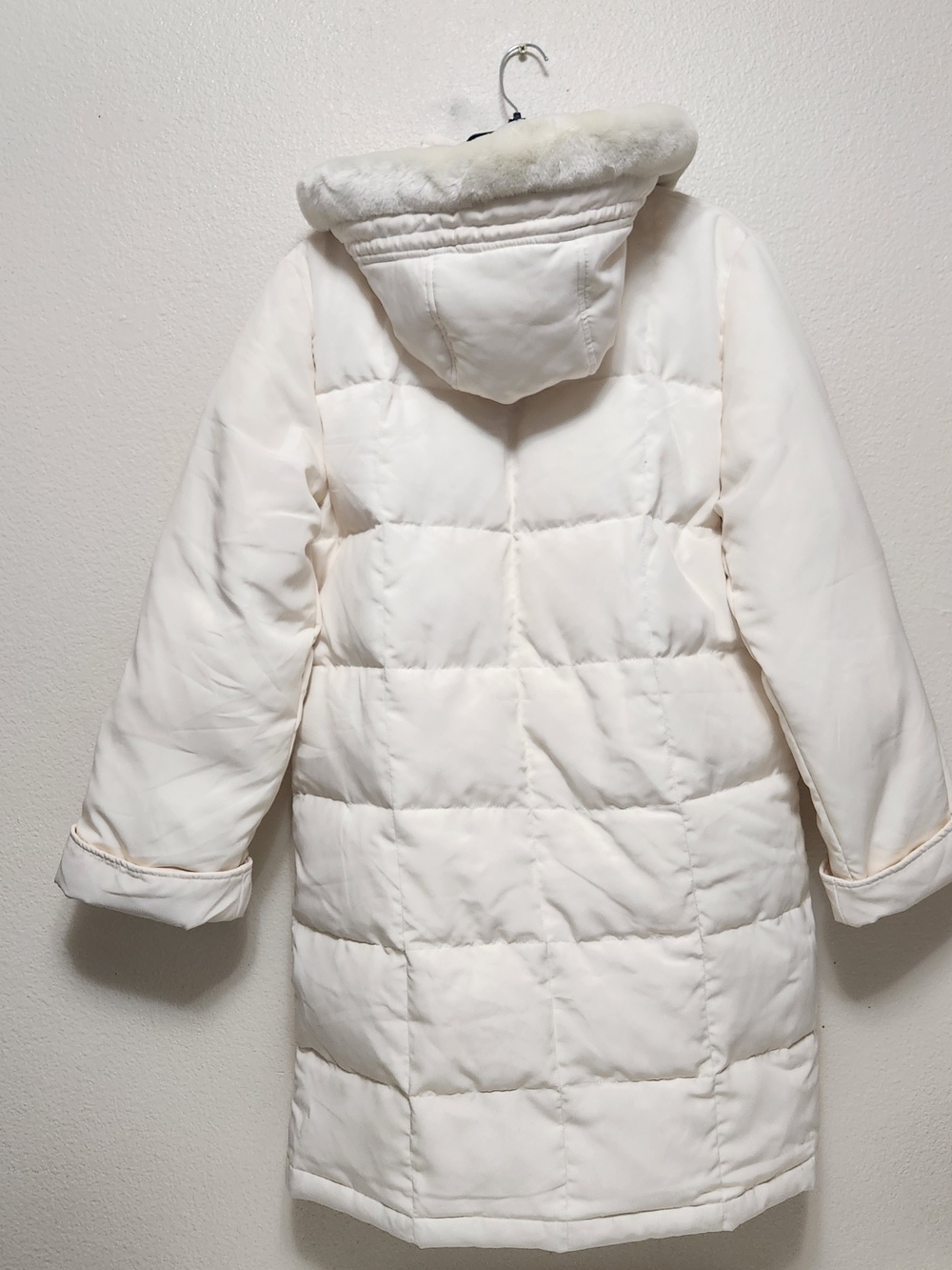 💐NEW Centigrade Goose Down Jacket Womens M Cream Faux Fur Longline Y2K Winter - Picture 9 of 16